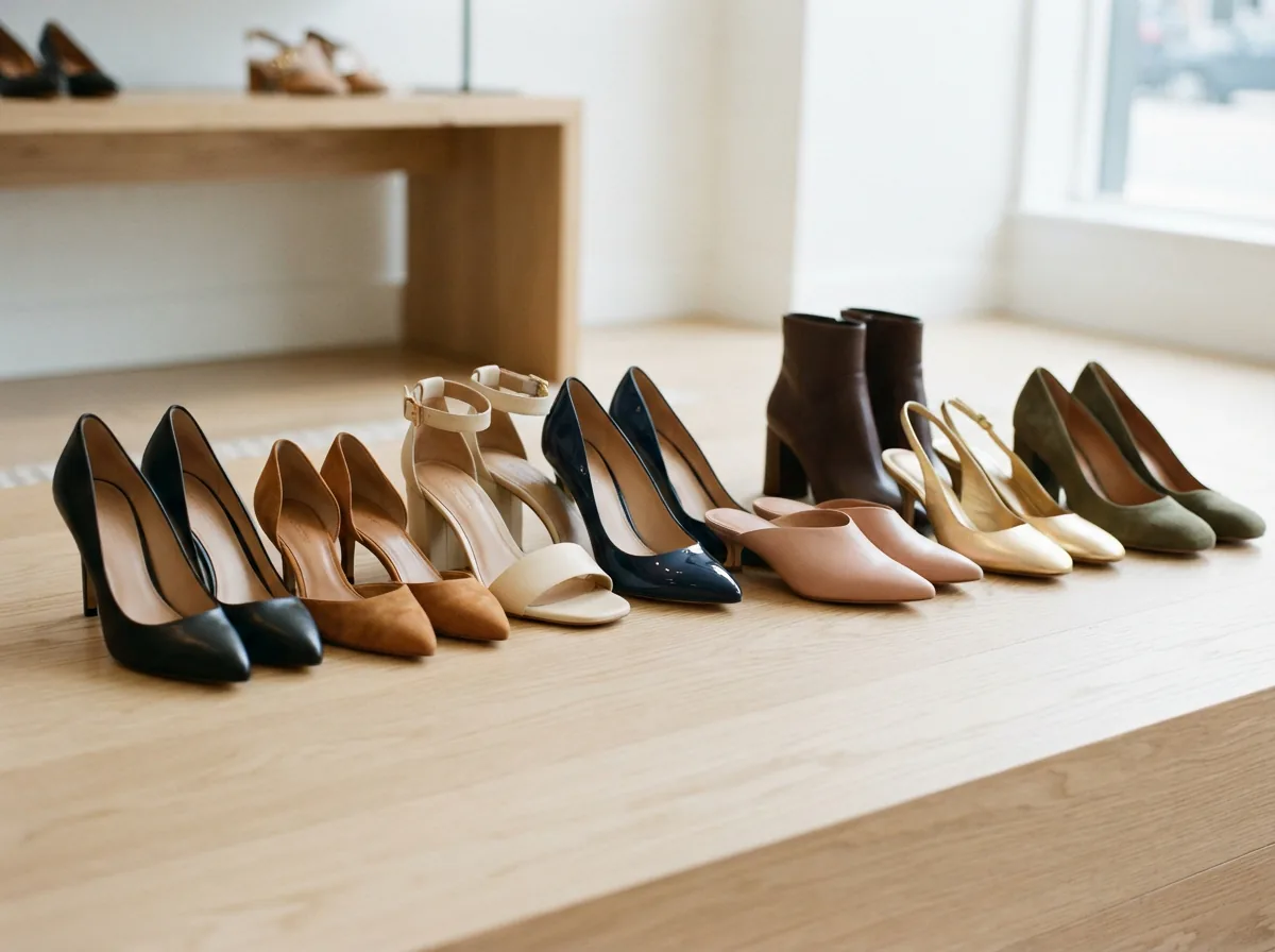 An overview of different Coach heel types arranged for comparison.