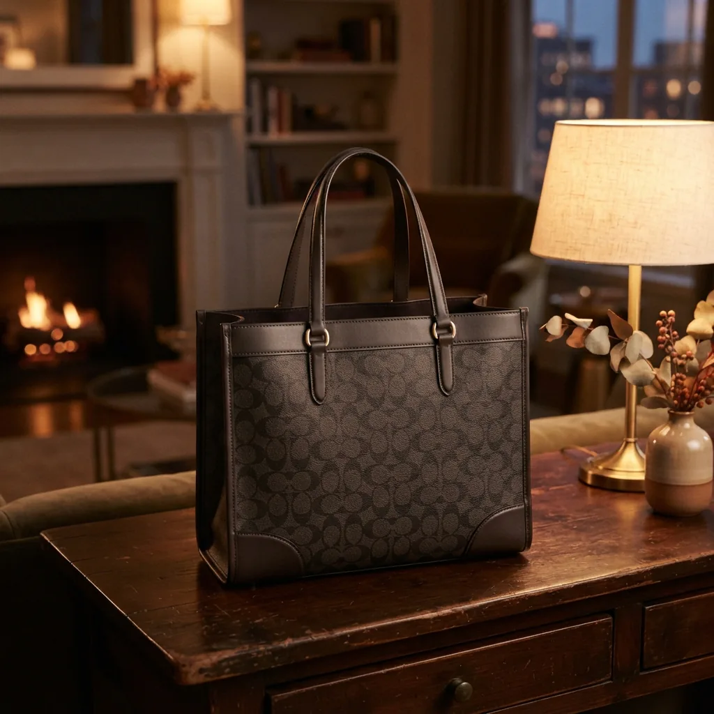 Coach Medium City Tote Bag In Signature Canvas evening shot