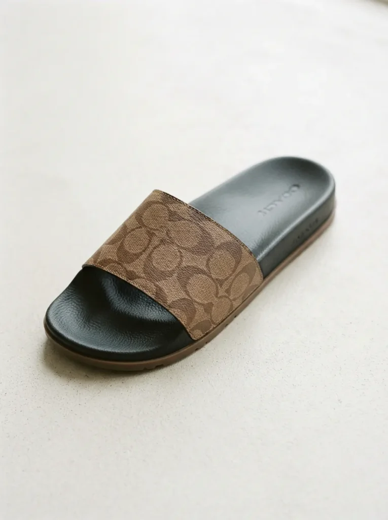 Coach Women's Udele Coated Canvas Slide displayed on a neutral background