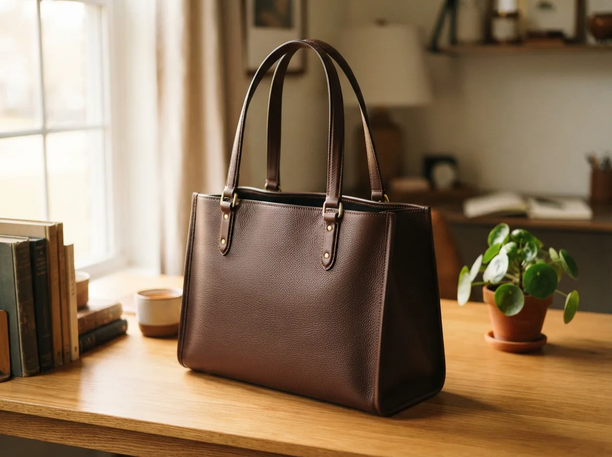 A Coach Lana Tote Bag featured prominently in a lifestyle setting.