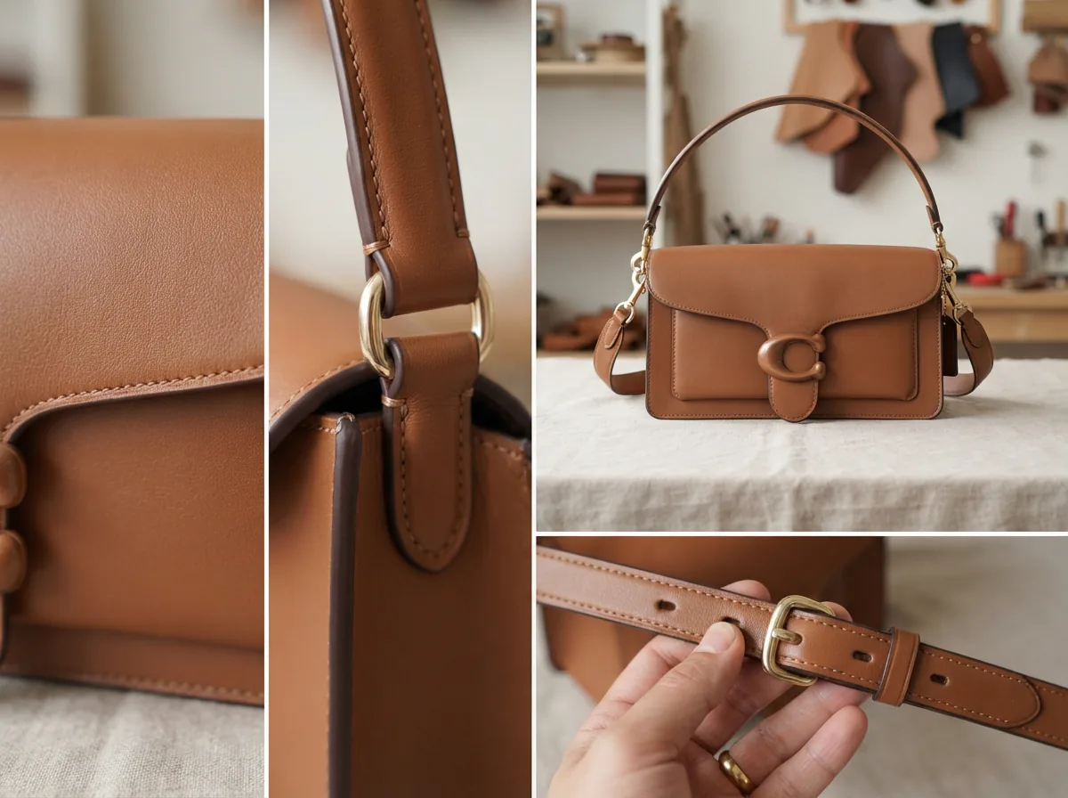 Visual guide answering FAQs about Tabby Shoulder Bag 26, showing care and usage tips.