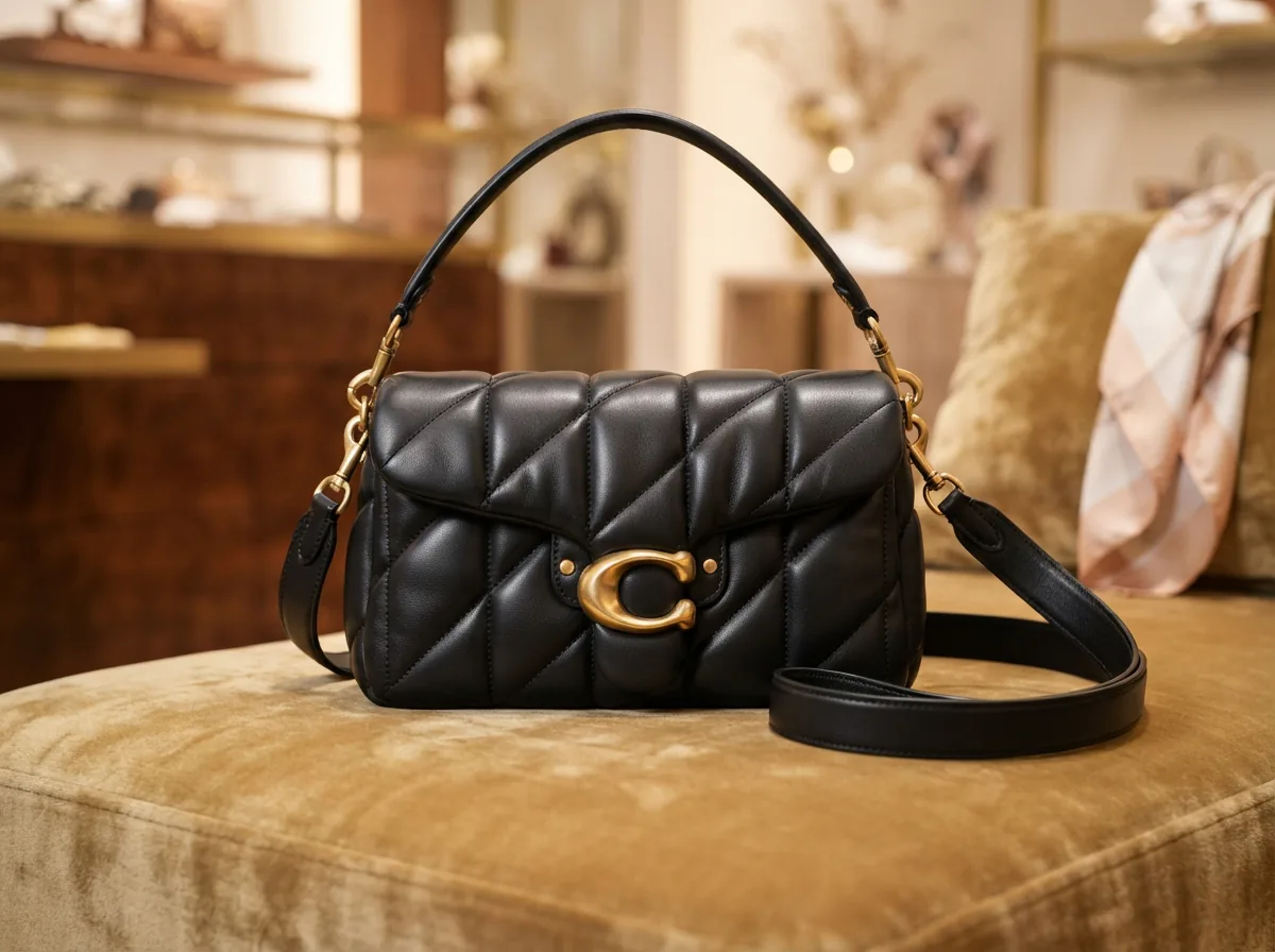 Tabby Shoulder Bag 26 with pillow quilting in a prominent, luxurious display.