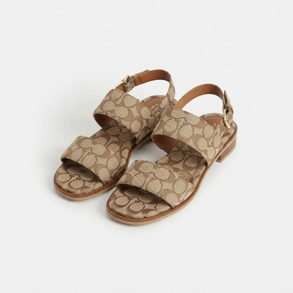 Margot Sandal in signature sateen jacquard fabric displayed on a white background.