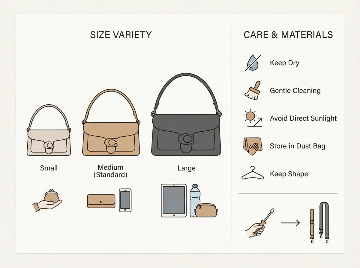 FAQ scene with Tabby bags and question marks.