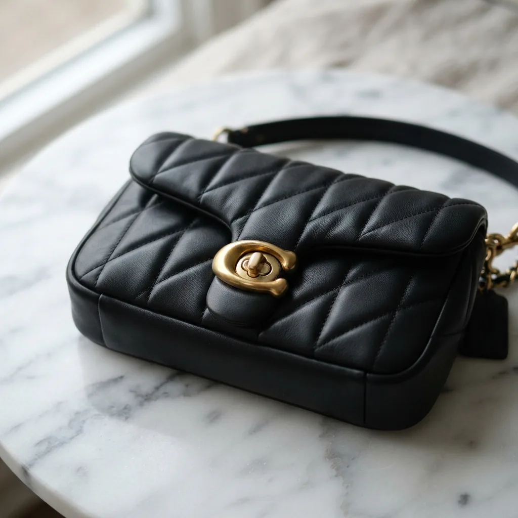Coach Tabby Shoulder Bag 20 in classic black leather.