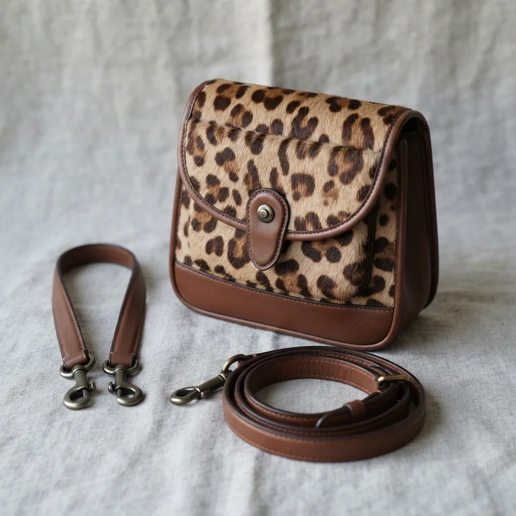 Coach Women's Ashton Mini Shoulder Bag in printed haircalf and smooth leather, with an outside snap pocket.