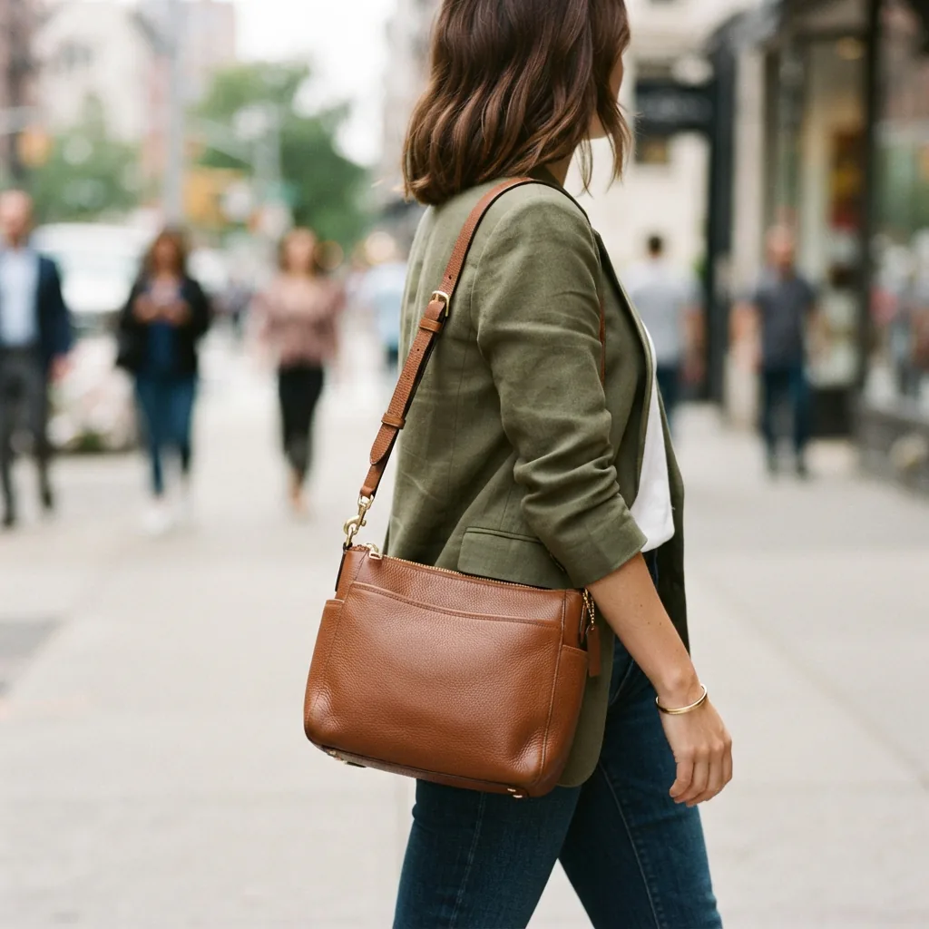 Coach Lana Crossbody Bag in a hands-free scenario.