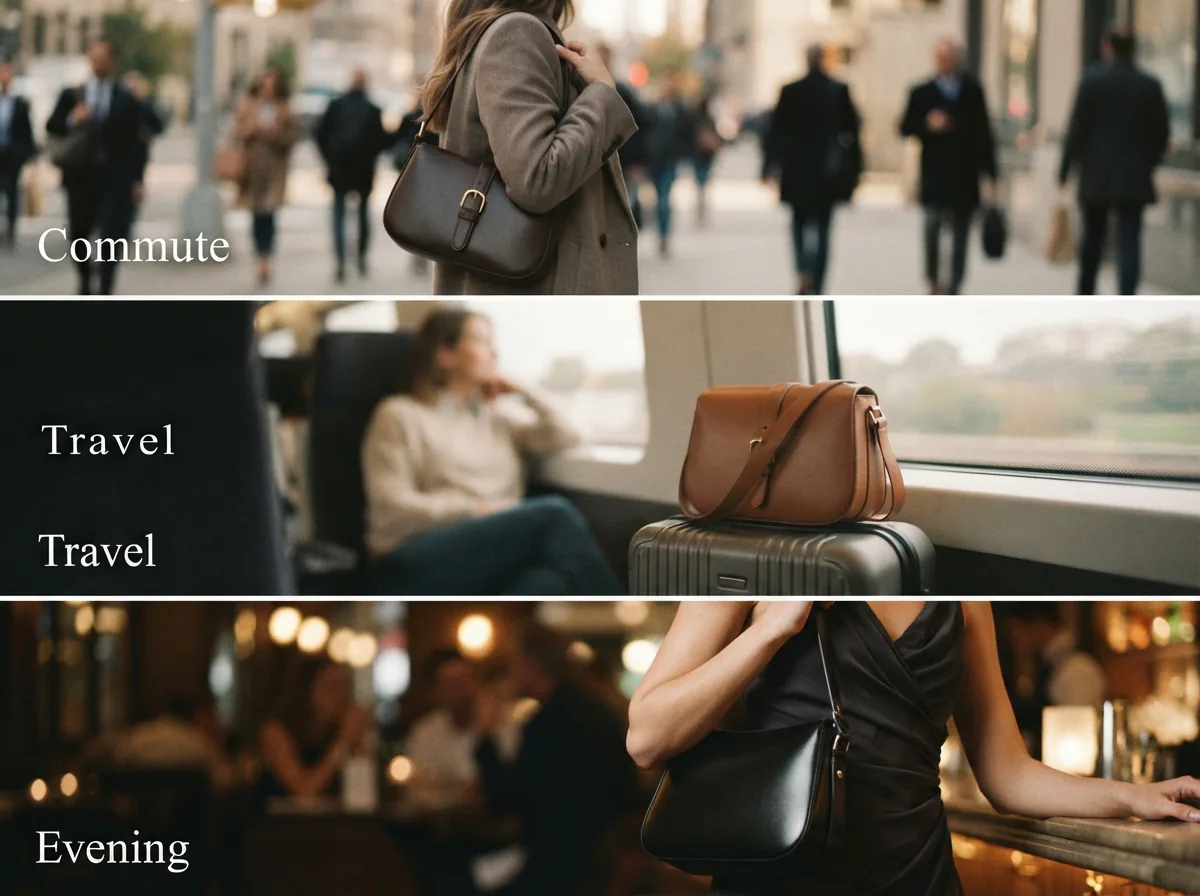 Scene depicting Tabby bags in various use cases.