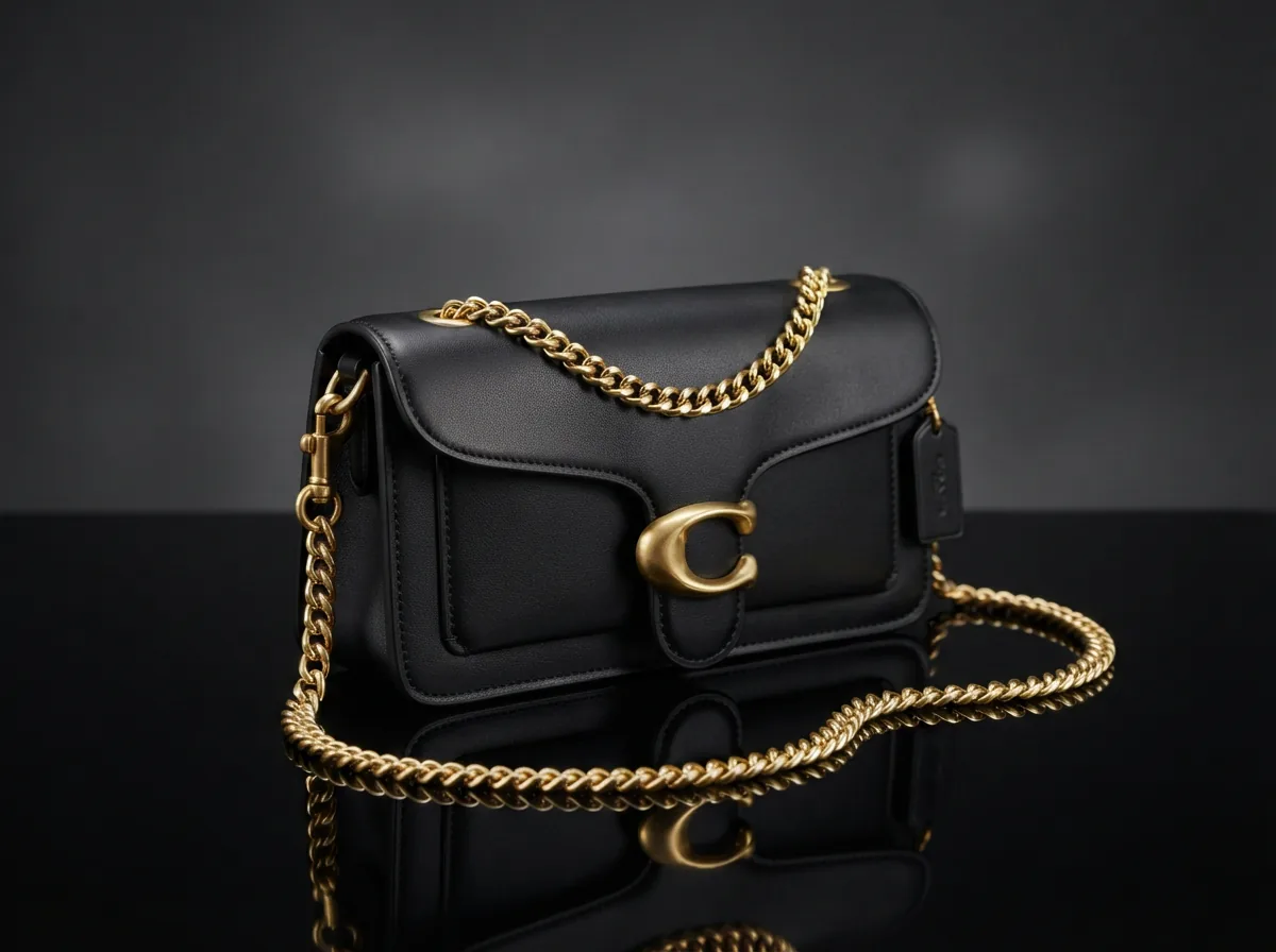 Coach Tabby Chain Crossbody Bag 19 in brass black.