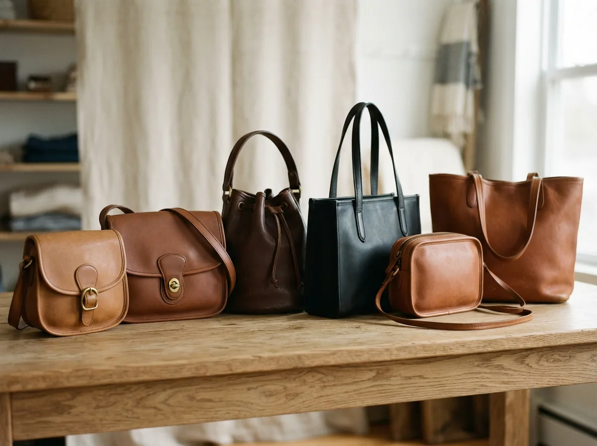 Overview of different vintage Coach bag subtypes displayed side by side to show variety