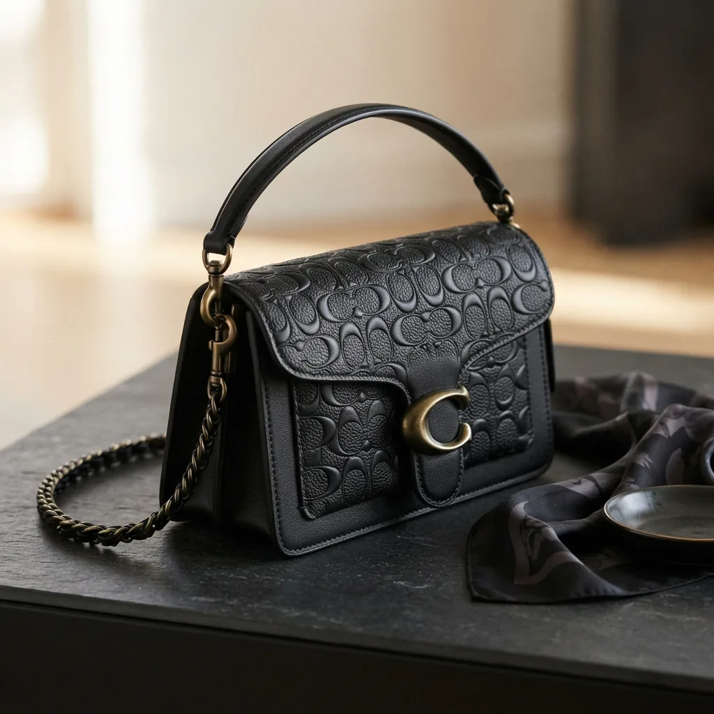 Coach Tabby Shoulder Bag 20 in embossed black leather