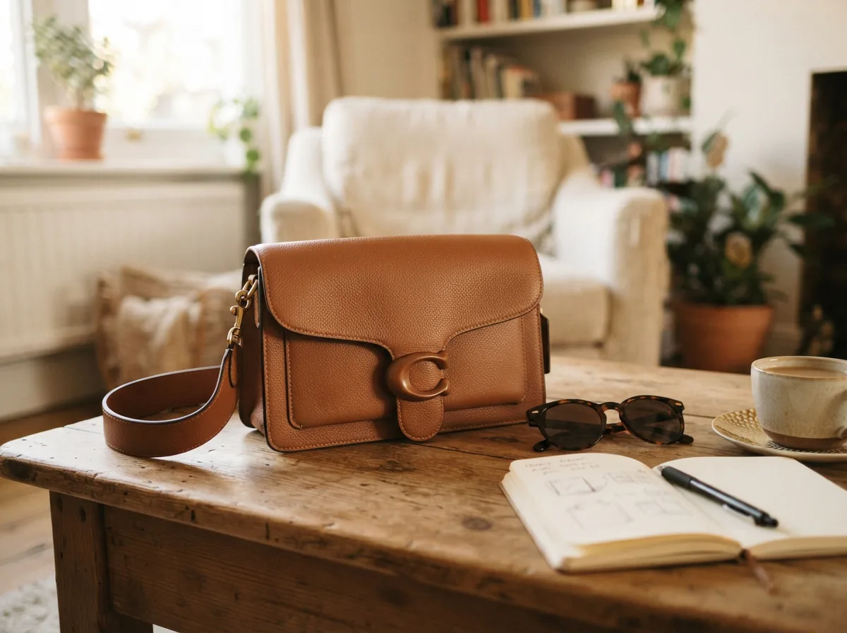 Coach Tabby bags displayed in a stylish setting with accessories for shopping help.