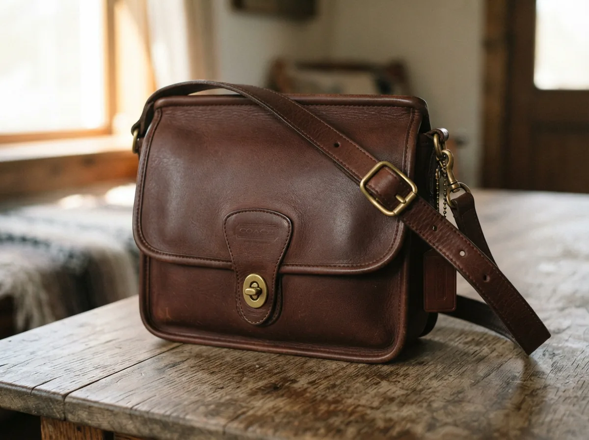 Vintage Coach Crossbody Bag displayed in a lifestyle setting to emphasize its casual use
