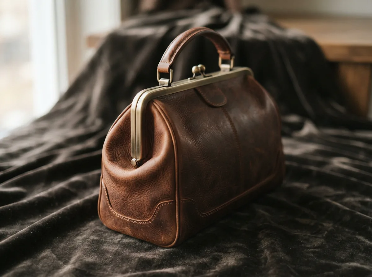 Coach Kisslock Frame Bag 27 In Loved Leather highlighted in a featured scene.