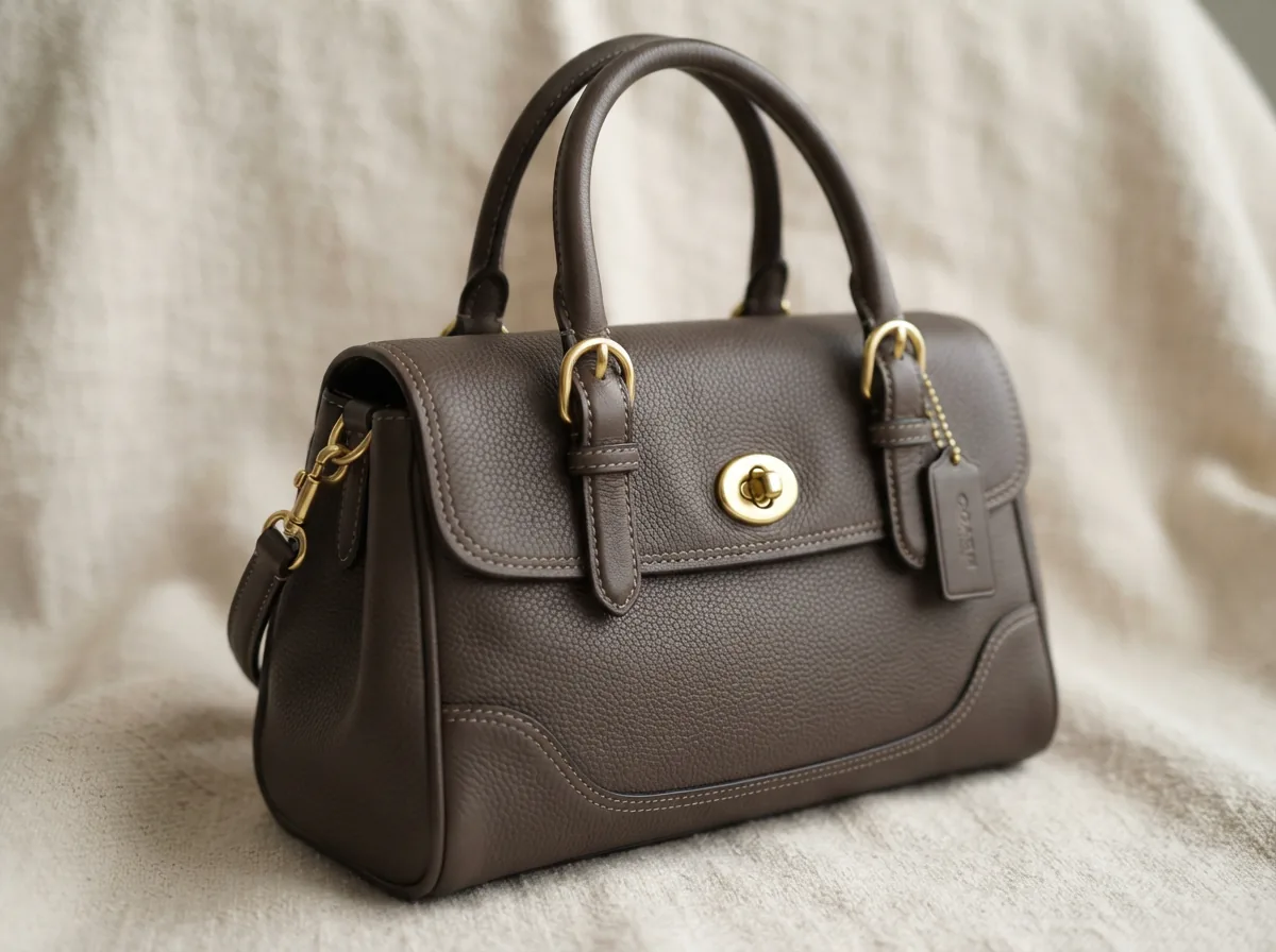 A close-up of a Coach Lana Bag with leather details.